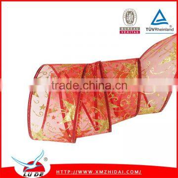 Glod Color Metallic Wired Christmas Ribbon