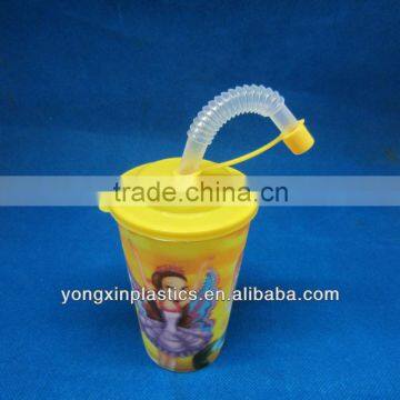 3D Plastic Lenticular Cup with straw