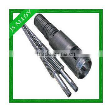 Wear and corrosion resistance conical twin screw and barrel for recycling