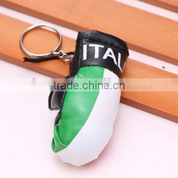 wholesale hot sell PVC leather Italy flag boxing glove keychain/Italian flag boxing glove keyring