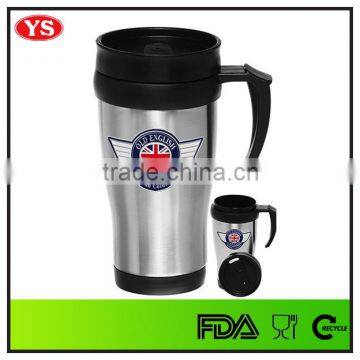 14 oz insulated custom printed stainless steel mug with handle