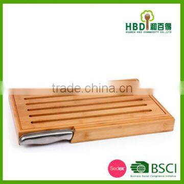 High Quality Wooden Slotted Bread Cutting Board With drawer & Knife