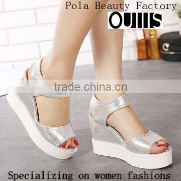 2015 Fancy Fashion Sexy Sandals of Wedges of Latest Design for Wholesales PM3550