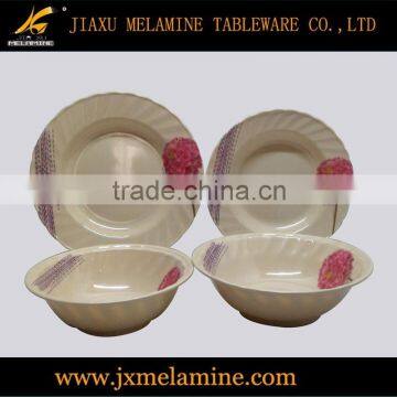 tea color round melamine tableware with wavy rim