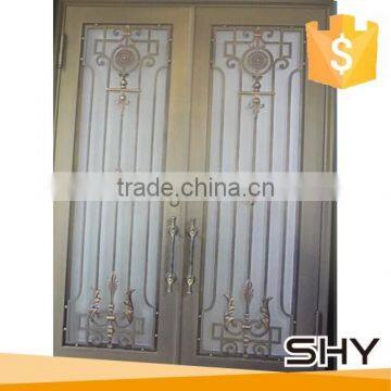 wrought iron temper glass insert interior door