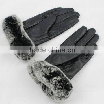 2015 new season special rex rabbit fur leather gloves for lady