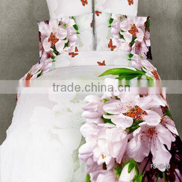 fresh and vivid flower design smooth and comforter 100%cotton bedding set with reactive printed