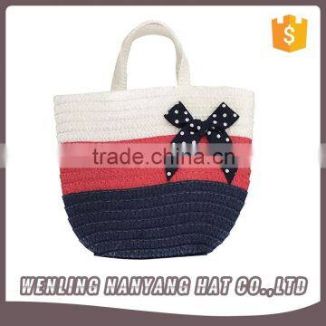 Summer Beach Straw Woven Braid Bow Deco Tote Women Shoulder Handbag 21cm*23cm