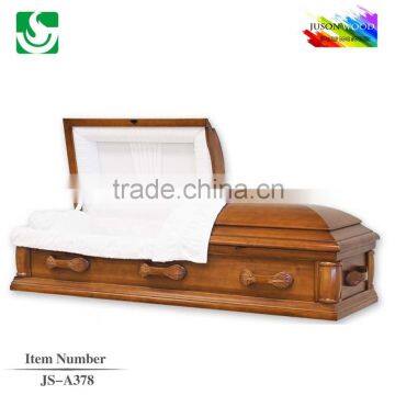 JS-A378 luxury pine wooden handle caskets supplier
