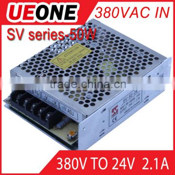 Hot sale 50w 380VAC to 24VDC 2.1A switching power supply