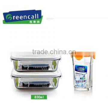 3pcs airtight square glass food storage container