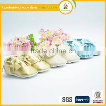 Fashion style pu shoes face leather handmade soft sole baby kids leather shoes