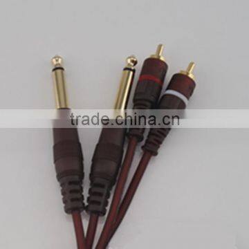 3.5mm to 6.35 Gold plated 2RCA/M to 2RCA/M audio cable AV cable
