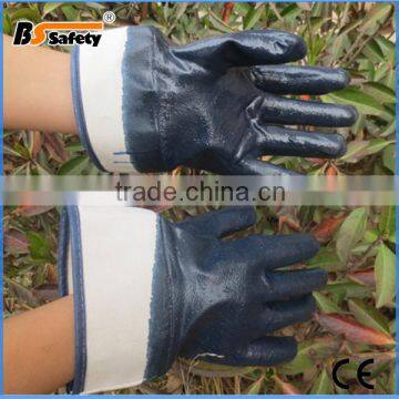 BSSAFETY Fully dipped 10' 11' blue nitrile gloves for heavy hard work high quality oil resistant cut resistant safety gloves