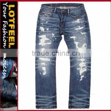 High quality destoryed denim man bulk jeans bulk wholesale jeans american wholesale jeans(LOTM178)