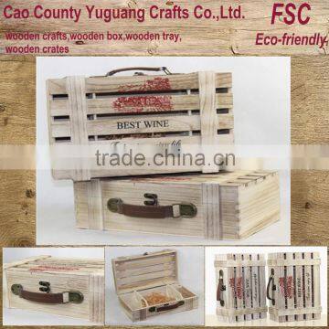wine bottle and glass box,unique wine gift box for 2 bottles,antique wine bottle gift boxes