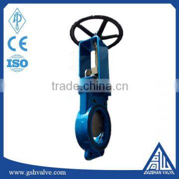 PN16 DN100 ductile iron handwheel knife type wafer gate valve