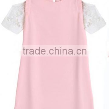 Pink Patchwork Lace Hollow-out Sweet Mini Dress dress fashion girl