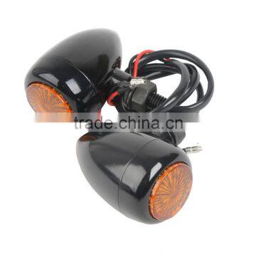 Black Metal Mini Bullet Turn Signal Blinker Amber Len For Choppers Bobber