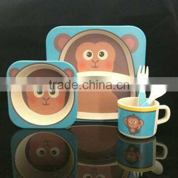 2016 hot selling eco friendly bamboo fibre plant fibre kid's dinnerware set