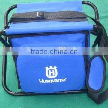 Outdoor folding cooler bag with chair