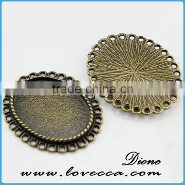 vintage style pendant tray findings	,Alloy Jewelry accessory,Wholesale alloy metal blank pendants