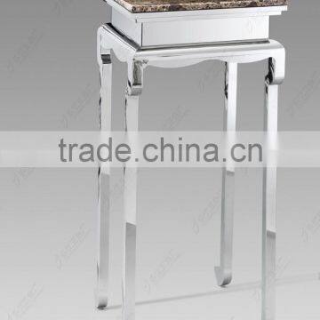 Stainless steel flower stand with marble top