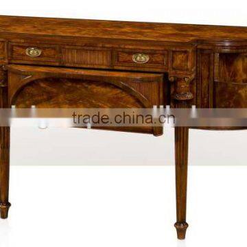 Retro Vintage English Victorian Style Finely Carved Solid Wood Veneer Replica Long Console Table With Wheels BF12-05274c photo-2