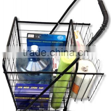 Metal Small Folding Shopping Cart with Double Basket and Wheels