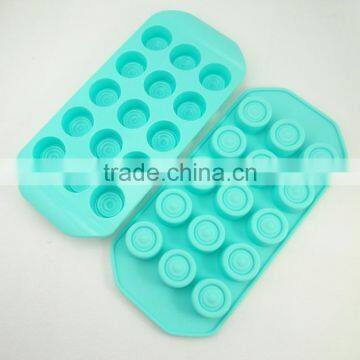Cute 15 Cup Round Chocolate Shape Silicone Ice and Cake Use Cube Tray photo-2