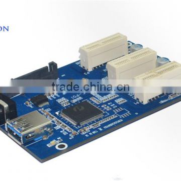 PCI-E 1X to 3 Port pci-e to pci converter card mini pci-e to usb3.0 cable splitters for pci-e 3 port