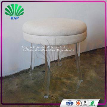 Modern White Leather Cushion Stool Dressing Room Stool With Clear Acrylic Stool Legs photo-3