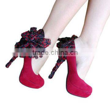 New high quality Vintage beutiful burgundy fabric flower for heel condoms