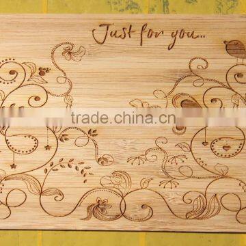 wooden laser etched greeting card handmade