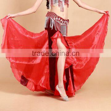 Beautiful pure color side slit women elegant sexy long belly dance skirt