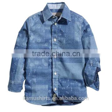 YIWU SHIRT FACTORY ! Children printed denim shirts fashion denim shirt for boys