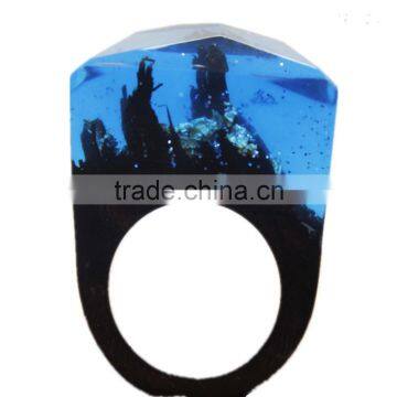 Fashion forest natural wood resin high-quality handcraft ring ,OEM original ring big brand