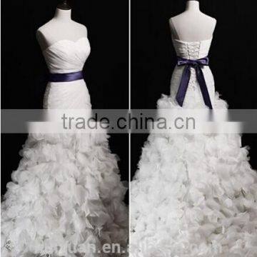 Sexy Sleeveless Ball Gown Purple Sash Designer Bridal Dress Patterns photo-2