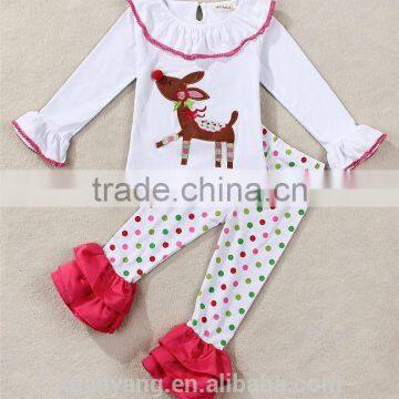 Factory Supply Christmas Outfit Boutique Hot Sale Santa Ride Applique Girl Outfit