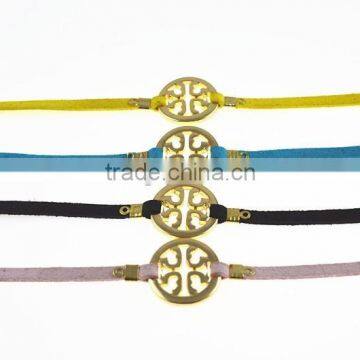 Gold Love Letter Charm Suede Leather Bracelet Custom Logo Charm Leather Bracelet photo-2