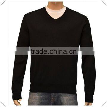 custom made men wholesale plain black sweaters, v-neck plain design lightweight sweater for spring