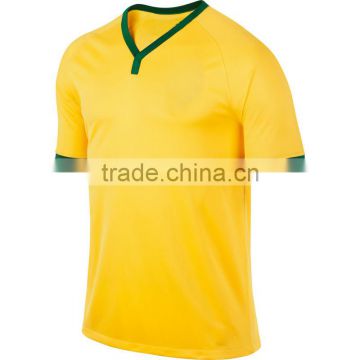 Yellow wholesale blank soccer jersey v neck