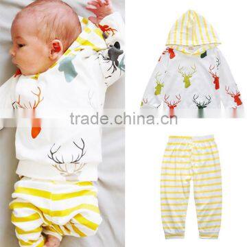 S17480A New Spring Autumn Newborn Baby Girl Clothes Long Sleeve T Shirt +Pant + Hat 3PCS/Set