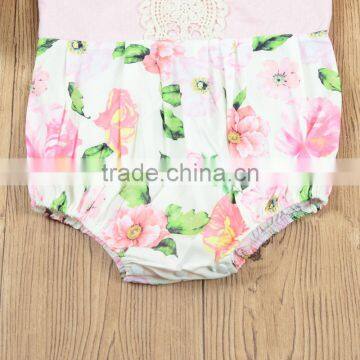 S33496W Summer Floral Print Baby Girls Clothes Flower Retro Infant Jumpsuit Romper photo-4