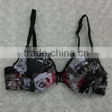 lady very hot printing padded bra,Fashionable style women bra,Sexy lingerie