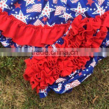 2015 New Baby Boutique Grils 4th of July Patriotic Swing Outfits With Matching Necklace and Bows Set photo-3