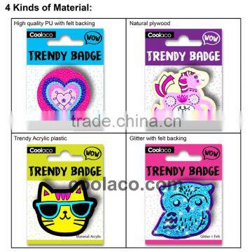Wood Pin Badge Colorful Wooden Sports Meet Badges photo-2