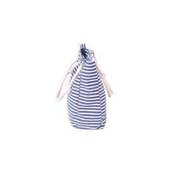 Fashion Blue Strip Calico Canvas Tote Bag Rope Handle photo-2