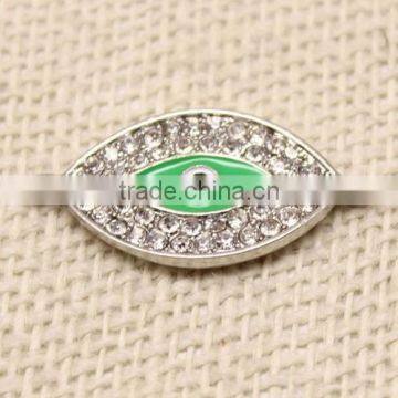 Silver Rhinestone Crystal Oil Drip Evil Eye Connectors Oval Turkish Lucky Eye Pendant photo-2