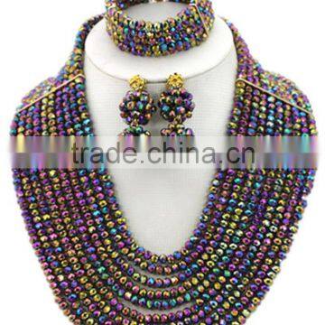 Multicolor 10layers Bling Opaque Balls Crystal Beads African Jewelry Set